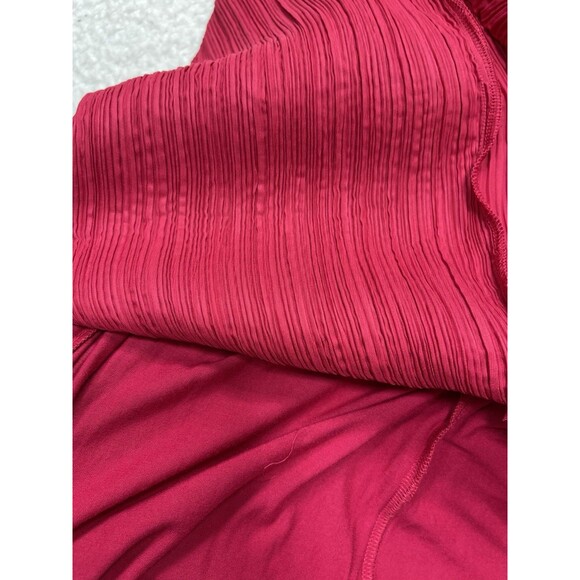 Anthropologie Midi Dress Women Pink Pleated Satin Preppy Stretch Retro Large NWT - Picture 7 of 10